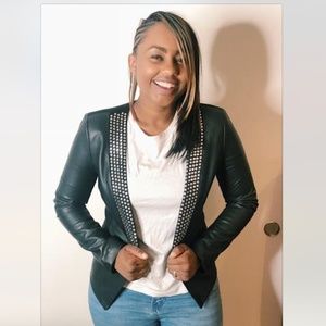 Michael Kors Black Leather Blazer -DiamondStudded